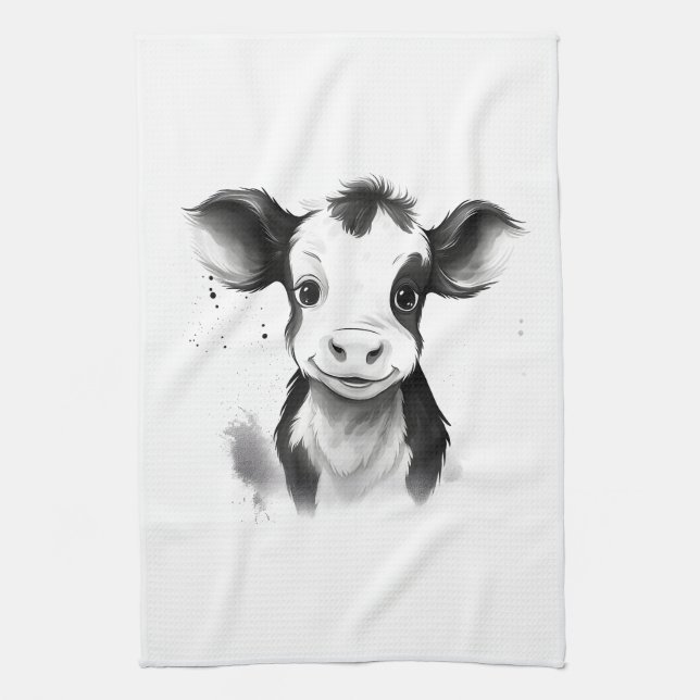 "Moo-dern Kitchen" Handduk - Torka händer, värm hj Kökshandduk (Vertikal)