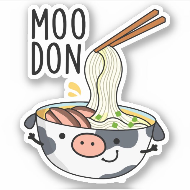 Moo-don Funny Udon Pun Klistermärken (Framsida)