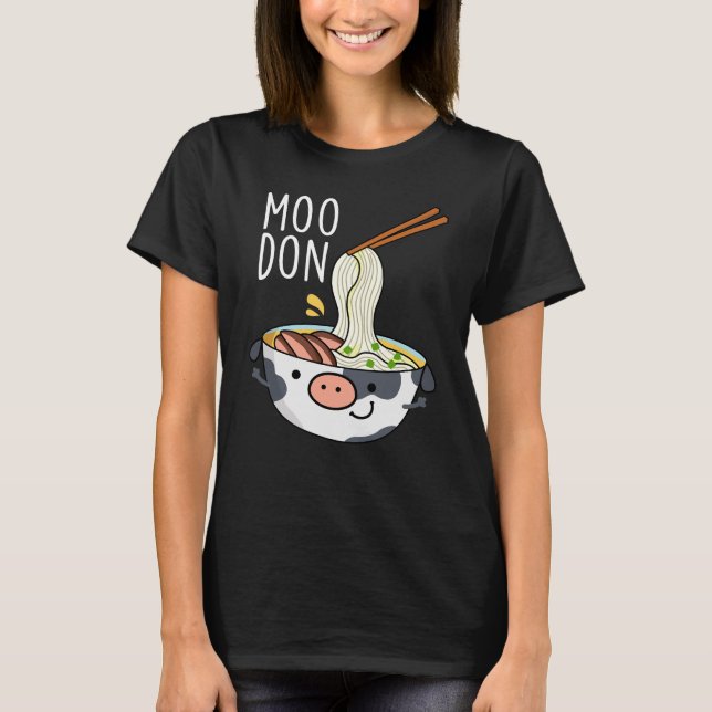 Moo-don Funny Udon Pun Mörk BG T Shirt (Framsida)