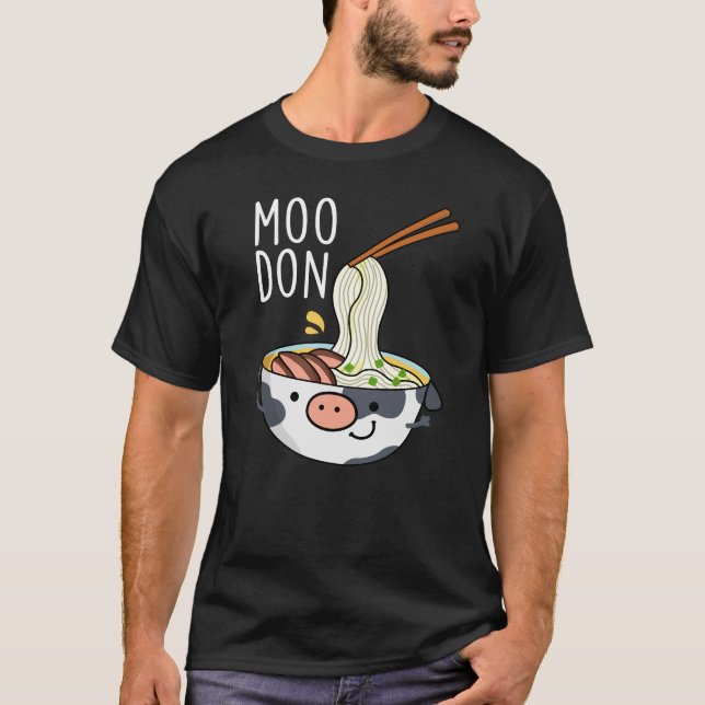 Moo-don Funny Udon Pun Mörk BG T Shirt (Framsida)