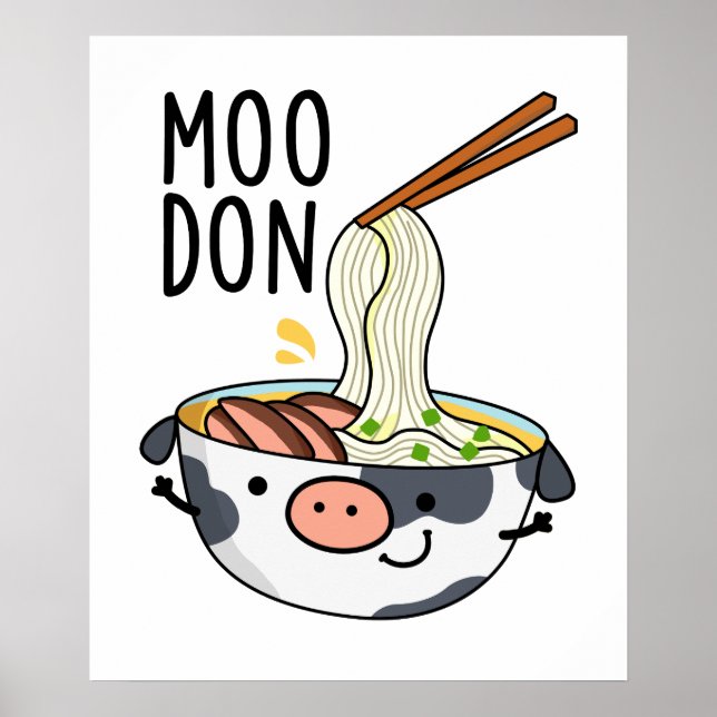Moo-don Funny Udon Pun Poster (Framsidan)
