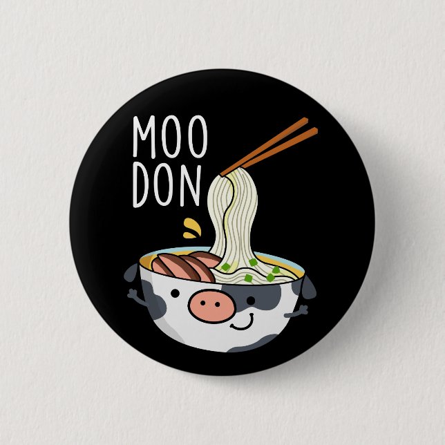 Moo-don Rollig Udon Skämt Mörk BG Knapp (Framsida)