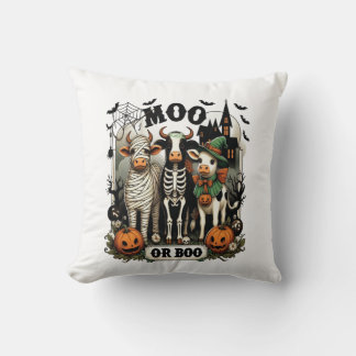Moo eller Boo Halloween-ko Kudde