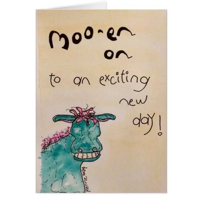 Moo-en på hälsningskort (Framsidan)