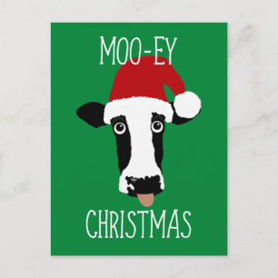 Moo-ey jul Cow Funny Jultomten Vykort