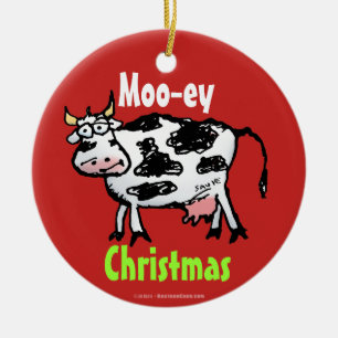Moo-ey-jultomten Cow-Tecknaden Julgransprydnad Keramik
