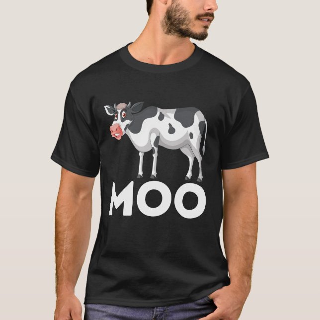 Moo Funny Cow Farmer Cattle Ranch Dairy Farming T Shirt (Framsida)