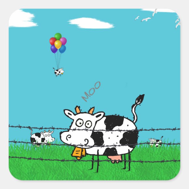 Moo Fyrkantigt Klistermärke (Framsida)