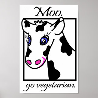 Moo. Gå vegetarian. Poster