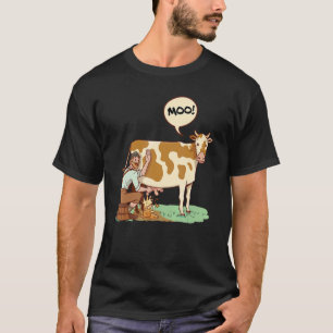Moo Graphic Agriculture Agriculteur Farmer Tractor T Shirt