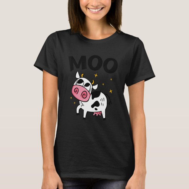 Moo Graphic Agriculture Agriculteur Farmer Tractor T Shirt (Framsida)