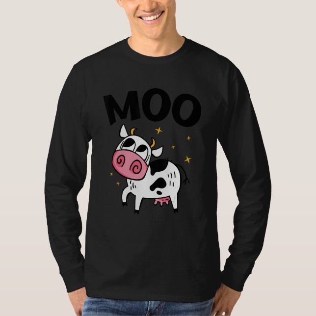 Moo Graphic Agriculture Agriculteur Farmer Tractor T Shirt (Framsida)