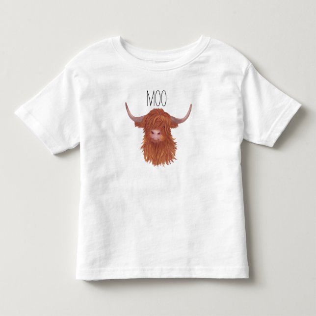 Moo Highland Cow  T Shirt (Framsida)