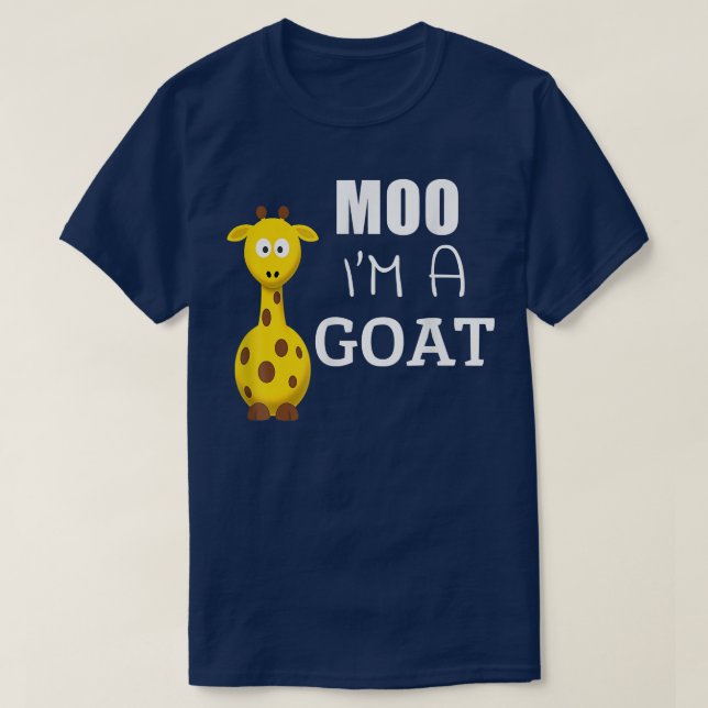 Moo I är en Goat Funny Tecknad Giraffe Graphic Iro T Shirt (Design framsida)