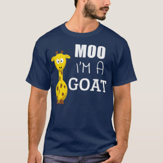 Moo I är en Goat Funny Tecknad Giraffe Graphic Iro T Shirt