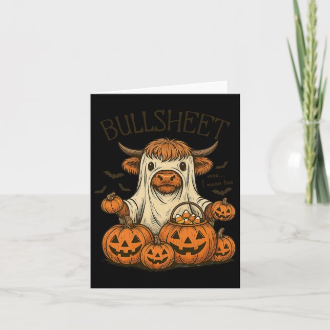 Moo. I Elak Boo Bullsheet Cow Ghost Halloween 1 Kort (Framsida)