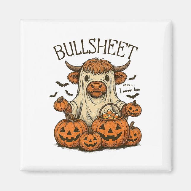 Moo. I Elak Boo Bullsheet Cow Ghost Halloween 1 Magnet (Framsidan)