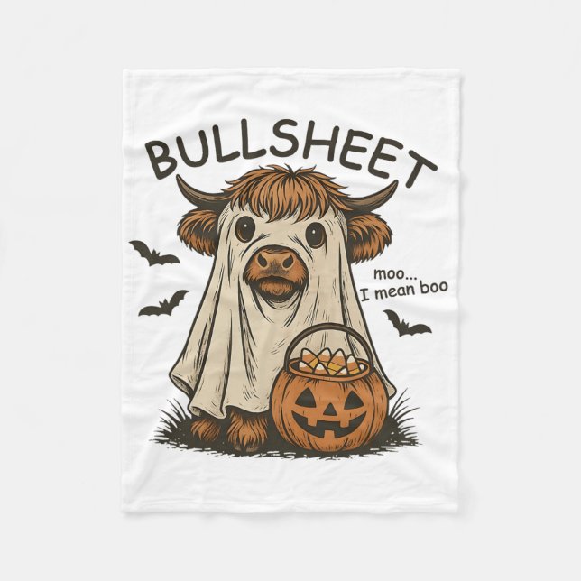 Moo. I Elak Boo Bullsheet Cow Ghost Halloween Fleecefilt (Framsidan)