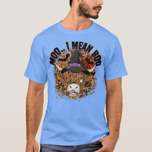 Moo I Elak Boo Cow Witch Hat Land Girl Hallowee T Shirt