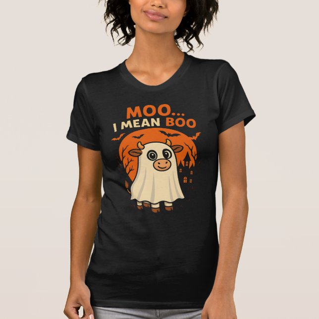 Moo. I elak Boo - Cute Halloween ko - T Shirt (Framsida)