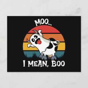 Moo I Elak Boo Funny Ghost Cow halloween Vykort