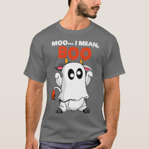 Moo I Elak Boo Funny Ghost Cow Pumpkin Farmer Cow T Shirt
