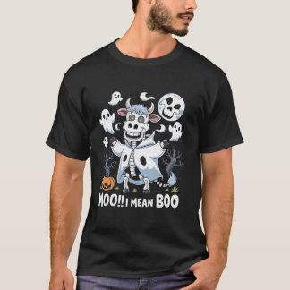Moo I elak Boo Funny Scary Skeleton Cow i Spöken T Shirt