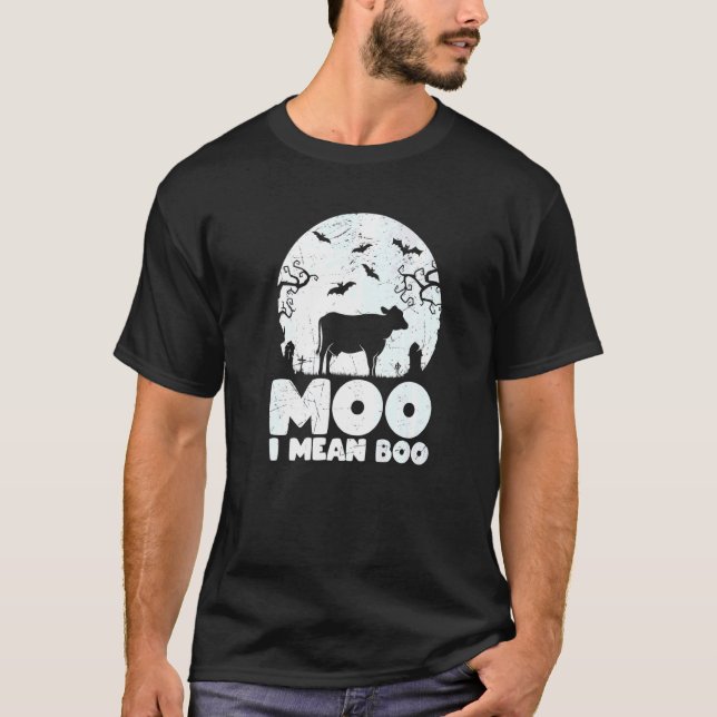Moo I Elak Boo Halloween Cow T Shirt (Framsida)