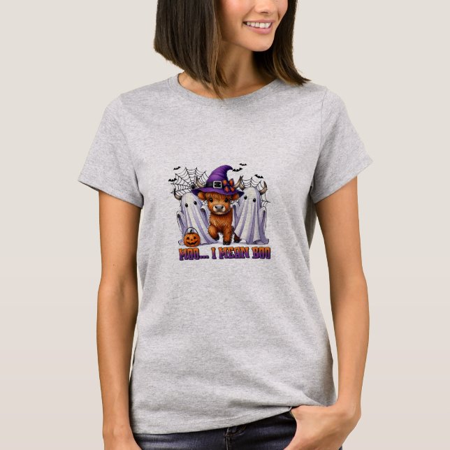 Moo I Elak Boo Halloween Cows T Shirt (Framsida)