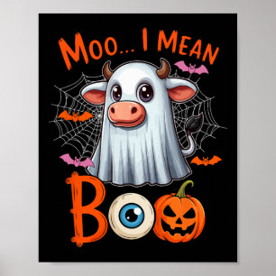 Moo I Elak Boo Halloween Farmer Cow Cosplay Boo Gh Poster