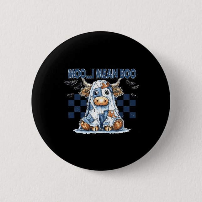 Moo I Elak Boo Spooky Cow Halloween Patchwork Spoo Knapp (Framsida)