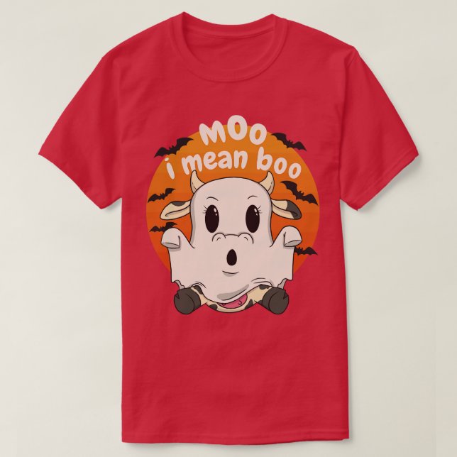 Moo I Elak Boo Spooky Cow I T Shirt (Design framsida)