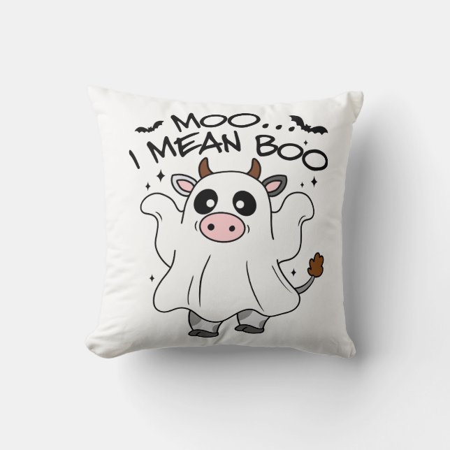Moo I Elak Boo Spooky Season Funny Halloween Kudde (Framsida)