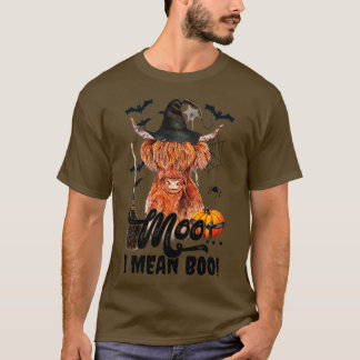 Moo I Elak Boo Witch Scottish Highland Cow Hallowe T Shirt