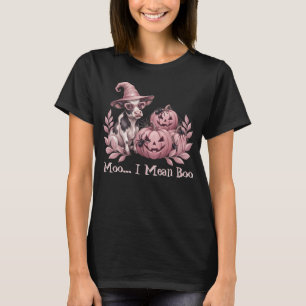 Moo I Mean Boo Häxa Ko Rosa Pumpa T Shirt