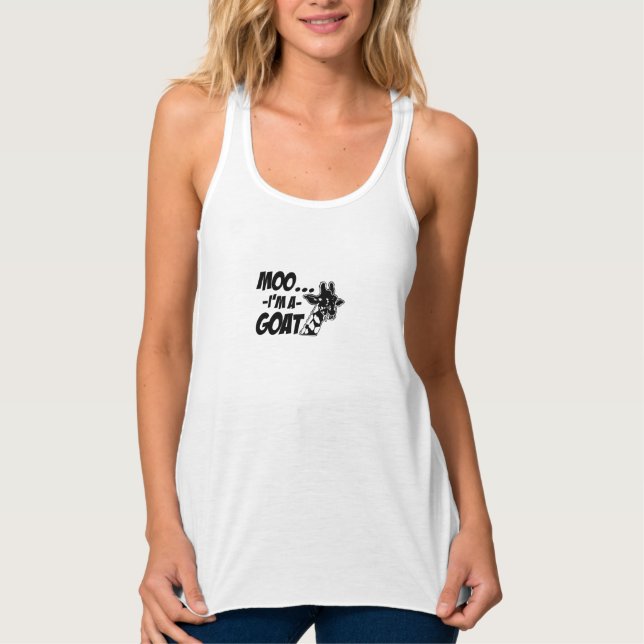 Moo. Jag är en goat Wildlife Zoogoer Funny Giraffe Linne Med Racerback (Framsida)
