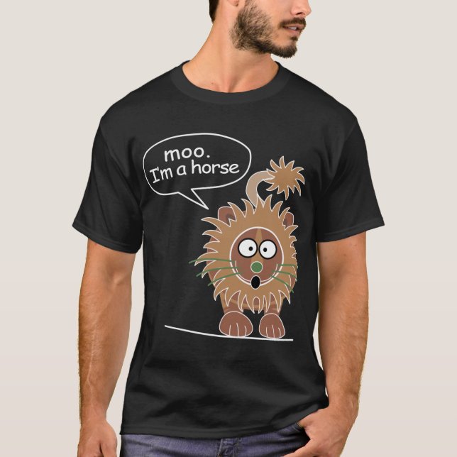 Moo Jag är en häst retro T Shirt (Framsida)
