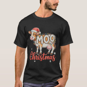 MOO jul Xmas lampor Ko bonde Jordbruk T Shirt