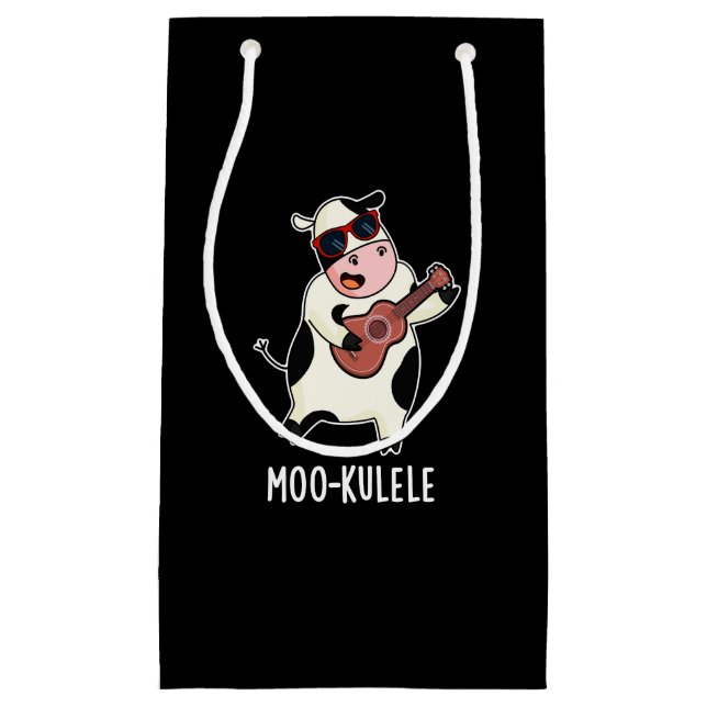 Moo-kulele Funny Ukulele Cow Pun Mörk BG (Framsidan)