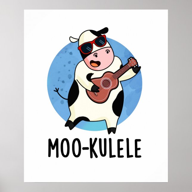 Moo-kulele Funny Ukulele Cow Pun Poster (Framsidan)