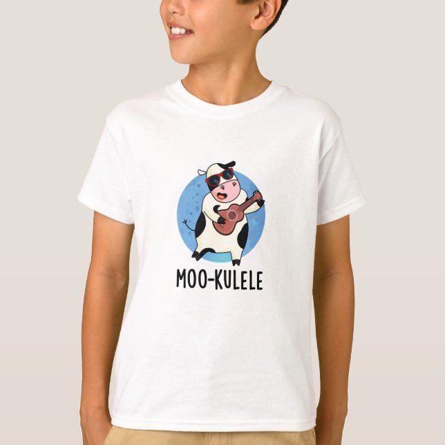 Moo-kulele Funny Ukulele Cow Pun T Shirt (Framsida)