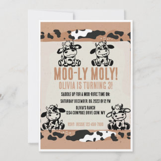 Moo-ly Moly Rollig mjölkko Kalv Inbjudningar