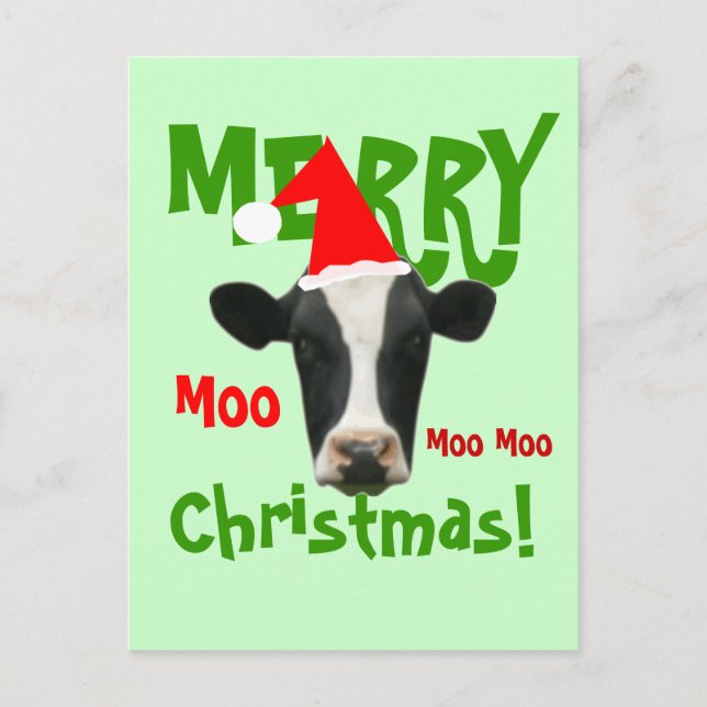 Moo Moo God jul Cow-vykort Helg Vykort (Framsida)