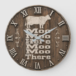 Moo Moo Here Moo Moo There Rustic Farmhouse Cow Stor Klocka