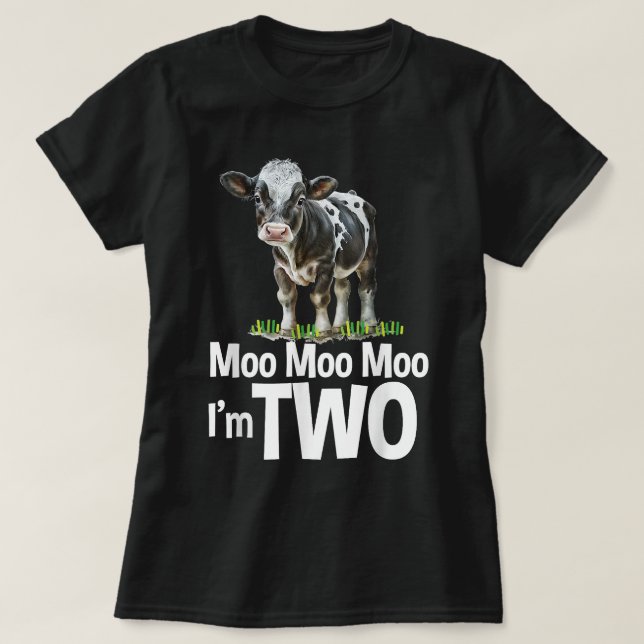 Moo Moo Im 2:a födelsedag Cute Cow Ljud T Shirt (Design framsida)