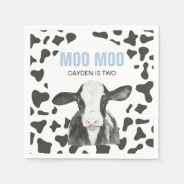 MOO MOO I'm TWO Cow Print birthday Pappersservett