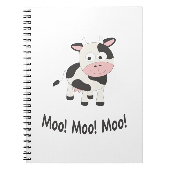 Moo Moo Moo Cute Tecknad Cow Anteckningsbok Med Spiral (Framsidan)