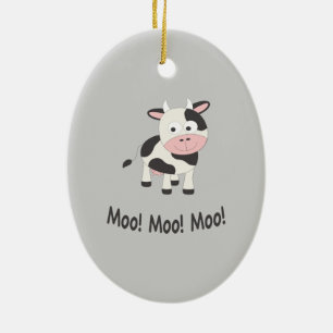 Moo Moo Moo Cute Tecknad Cow Julgransprydnad Keramik