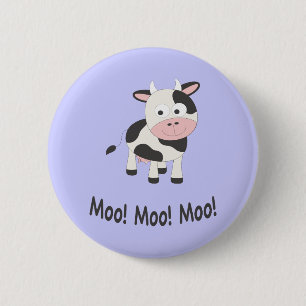 Moo Moo Moo Cute Tecknad Cow Knapp