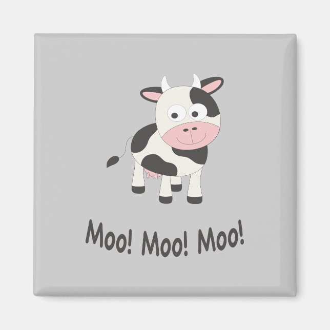 Moo Moo Moo Cute Tecknad Cow Magnet (Framsidan)